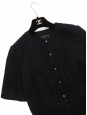 CHANEL Black silk short sleeves dress with jewelry buttons Retail price €4200 Size XS