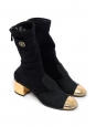 Black grosgrain, knit and gold laminated leather ankle boots Cruise 2022 Retail price €1450 Size 38
