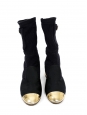 Black grosgrain, knit and gold laminated leather ankle boots Cruise 2022 Retail price €1450 Size 38