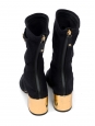Black grosgrain, knit and gold laminated leather ankle boots Cruise 2022 Retail price €1450 Size 38