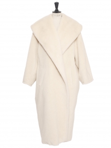 Manteau long oversized en alpaga blanc Prix boutique 2200&euro; Taille L
