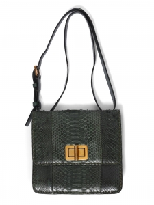 LOUISE english green python leather satchel cross body bag NEW Retail price 2200&euro;
