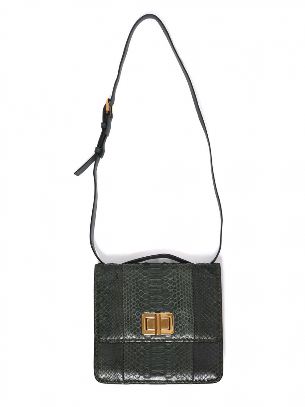 Boutique CHLOE LOUISE english green python leather satchel cross