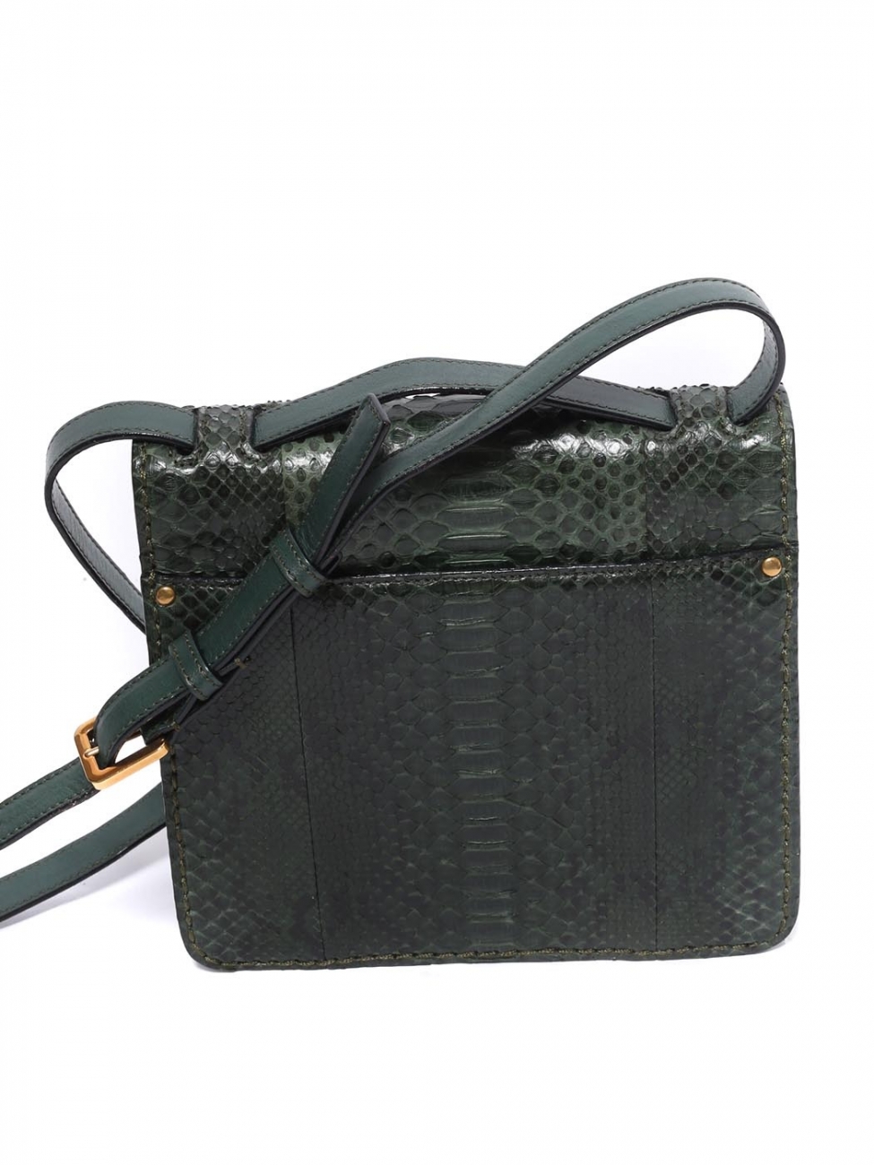Boutique CHLOE LOUISE english green python leather satchel cross