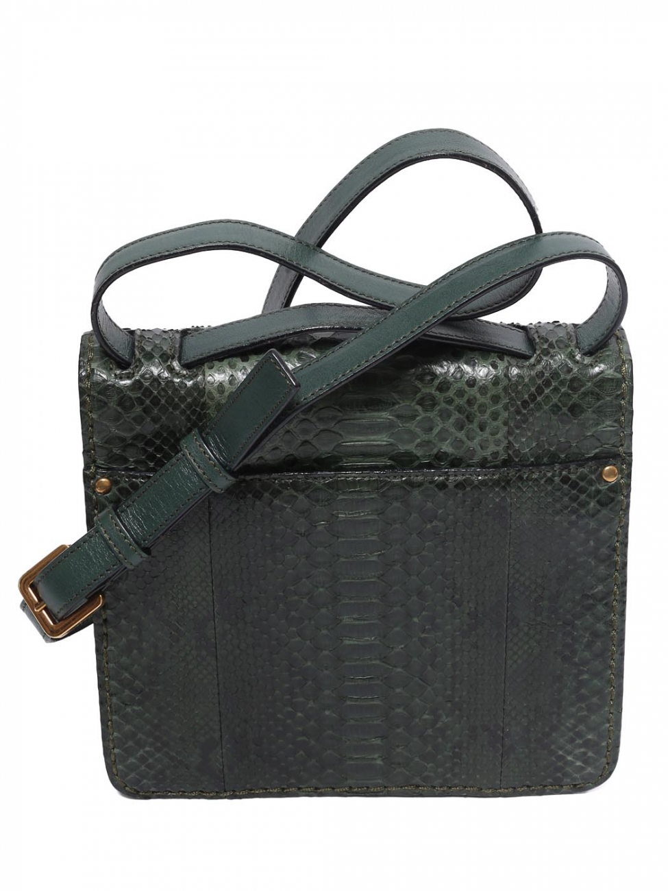 Boutique CHLOE LOUISE english green python leather satchel cross