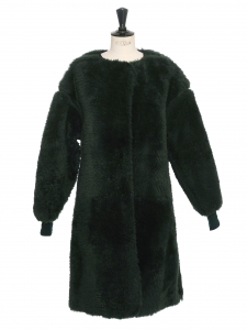 Dark green shearling coat Fall 2016 Retail price $6650 Size 36