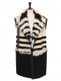 Black, white and beige pink leather and shearling sleeveless coat Fall 2014 Retail price €4000