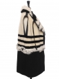 Black, white and beige pink leather and shearling sleeveless coat Fall 2014 Retail price €4000