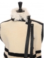 Black, white and beige pink leather and shearling sleeveless coat Fall 2014 Retail price €4000
