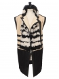 Black, white and beige pink leather and shearling sleeveless coat Fall 2014 Retail price €4000