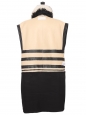 Manteau sans manche shearling en peau et cuir blanc noir Fall 2014 Prix boutique 4000€