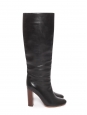 Bottes hautes à talon bois en cuir noir Prix boutique 1000€ Taille 40