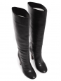 Bottes hautes à talon bois en cuir noir Prix boutique 1000€ Taille 40