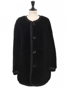 Manteau reversible en shearling peau et daim noir Prix boutique 3000&euro; Taille XS/S