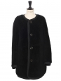 Black suede and shearling reversible round neck coat Retail price €3000 Size XS/S