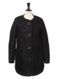 Black suede and shearling reversible round neck coat Retail price €3000 Size XS/S