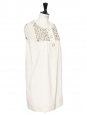 Robe de cocktail Couture en coton et soie beige brodée de cristaux Swarovski Px boutique 2000€ Taille 36