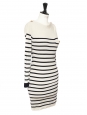 Robe pull marinière en cachemire écru rayé bleu marine Px boutique 900€ Taille 38