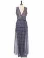 Blue silk chiffon sleeveless maxi dress with cinched waist Retail price €1000 Size 36