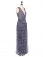 Blue silk chiffon sleeveless maxi dress with cinched waist Retail price €1000 Size 36