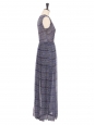 Robe longue sans manche en voile de soie imprimée bleu Prix boutique 1000€ Taille 36