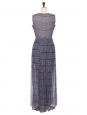 Blue silk chiffon sleeveless maxi dress with cinched waist Retail price €1000 Size 36