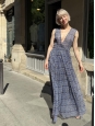 Blue silk chiffon sleeveless maxi dress with cinched waist Retail price €1000 Size 36