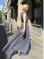 Blue silk chiffon sleeveless maxi dress with cinched waist Retail price €1000 Size 36