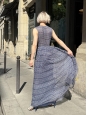 Blue silk chiffon sleeveless maxi dress with cinched waist Retail price €1000 Size 36