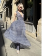 Blue silk chiffon sleeveless maxi dress with cinched waist Retail price €1000 Size 36