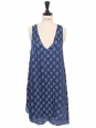 Ocean blue fluid silk dress with large straps Retail price €950 Size 36