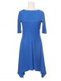 Bright blue Stoney Magnolia jacquard short sleeves dress Retail price €1345 Size XS
