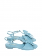 Light blue leather flat sandals with large bow Retail price €1,300 Size 38