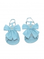 Light blue leather flat sandals with large bow Retail price €1,300 Size 38