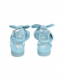 Sandales plates en cuir bleu clair à noeud Prix boutique 1300€ Taille 38