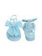 Light blue leather flat sandals with large bow Retail price €1,300 Size 38