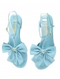 Sandales plates en cuir bleu clair à noeud Prix boutique 1300€ Taille 38