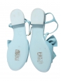 Light blue leather flat sandals with large bow Retail price €1,300 Size 38