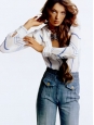 Pantalon jean évasé bleu moyen avec ceinture tressée Px boutique 550€ Taille 38