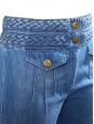 Pantalon jean évasé bleu moyen avec ceinture tressée Px boutique 550€ Taille 38