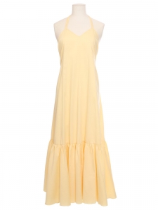 Robe longue dos nu en coton jaune pastel Retail price 500&euro; Taille S
