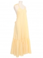Pastel yellow cotton blend maxi dress with open back Retail price 500€ Size S