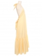 Pastel yellow cotton blend maxi dress with open back Retail price 500€ Size S