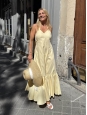 Pastel yellow cotton blend maxi dress with open back Retail price 500€ Size S