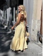 Pastel yellow cotton blend maxi dress with open back Retail price 500€ Size S