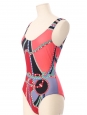 Maillot de bain une pièce imprimé rouge noir vert bleu Prix boutique 500€ Taille 38