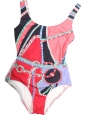 Red, green blue and blanc print swimsuit Retail price €500 Size 38