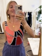Maillot de bain une pièce imprimé rouge noir vert bleu Prix boutique 500€ Taille 38