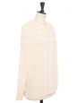 Blouse manches longues en soie beige et broderie dentelle blanche Prix boutique 1100€ Taille 36/38