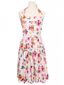 Robe courte cintr&eacute;e &eacute;vas&eacute;e en coton imprim&eacute; fleuri multicolor Prix boutique 1850&euro; Taille 34